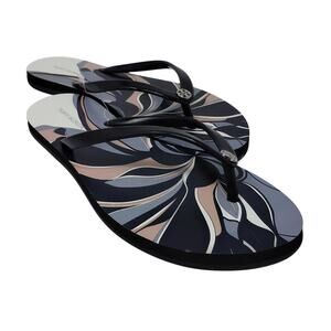 Tory Burch Women's Chelsea Flip Flops, Black Twisty Flower - Perfect Black, US 7
